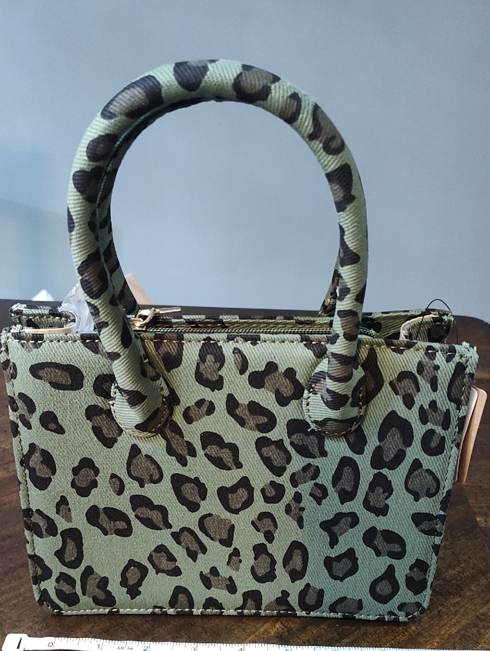 Green Leopard Print Mini Satchel/Crossbody Bag for Women